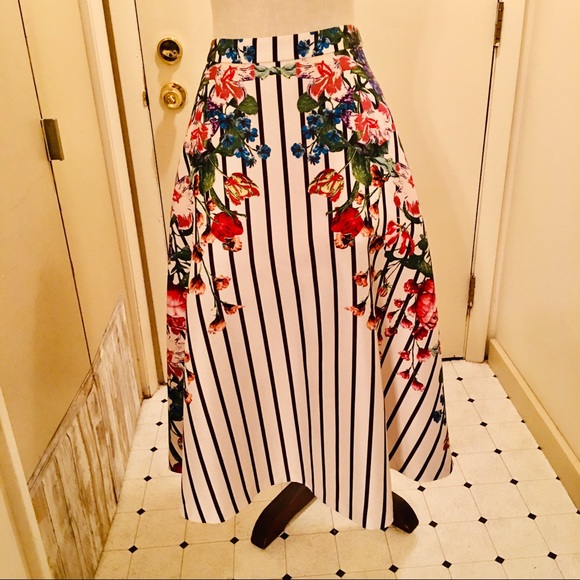 Anthropologie Maeve Floral Garden Striped Skirt XS